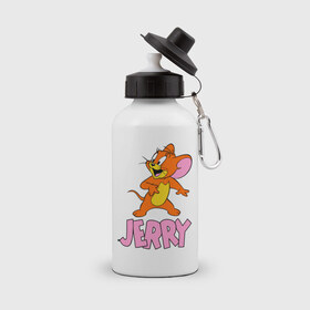 Бутылка спортивная с принтом Jerry с надписью в Тюмени, металл | емкость — 500 мл, в комплекте две пластиковые крышки и карабин для крепления | Тематика изображения на принте: 