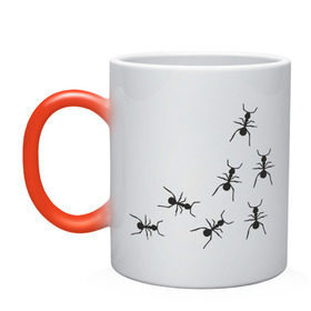 Кружка хамелеон с принтом муравьи в Тюмени, керамика | меняет цвет при нагревании, емкость 330 мл | животные | звери | насекомые