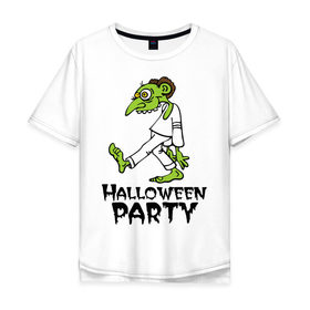 Мужская футболка хлопок Oversize с принтом Halloween party-зомби в Тюмени, 100% хлопок | свободный крой, круглый ворот, “спинка” длиннее передней части | Тематика изображения на принте: зомби