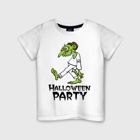 Детская футболка хлопок с принтом Halloween party-зомби в Тюмени, 100% хлопок | круглый вырез горловины, полуприлегающий силуэт, длина до линии бедер | зомби