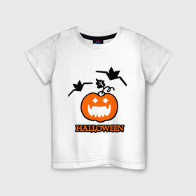 Детская футболка хлопок с принтом Тыква на хэллоуин в Тюмени, 100% хлопок | круглый вырез горловины, полуприлегающий силуэт, длина до линии бедер | halloveen | halloven | hallovin | haloween | halowen | helloven | hellovin | helloween | hellowen | hellowin | helowen | helowin | тыква | халловин | халлувин | халлуин | халовин | халуин | хелловин | хеллоуин | хеллувин | хеловин | хелуин | хэлловин | хэ