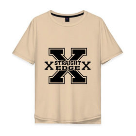 Мужская футболка хлопок Oversize с принтом Streght edge (sXe) (2) в Тюмени, 100% хлопок | свободный крой, круглый ворот, “спинка” длиннее передней части | streght edge | sxe | меломанам | музыка
