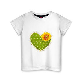 Детская футболка хлопок с принтом Колючее сердце расцвело в Тюмени, 100% хлопок | круглый вырез горловины, полуприлегающий силуэт, длина до линии бедер | кактус | колючее сердце расцвело | сердце | цветок