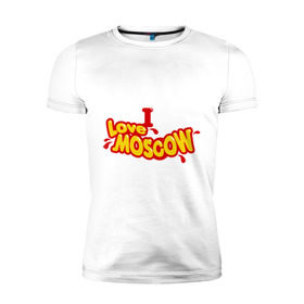 Мужская футболка премиум с принтом I love MOSCOW (3) в Тюмени, 92% хлопок, 8% лайкра | приталенный силуэт, круглый вырез ворота, длина до линии бедра, короткий рукав | i love moscow | moscow | город | города | москва | я люблю москву