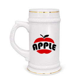 Кружка пивная с принтом Яблоко apple в Тюмени,  керамика (Материал выдерживает высокую температуру, стоит избегать резкого перепада температур) |  объем 630 мл | apple | яблоко