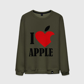 Мужской свитшот хлопок с принтом i love apple с листиком в Тюмени, 100% хлопок |  | apple | джобс | телефон | яблоко