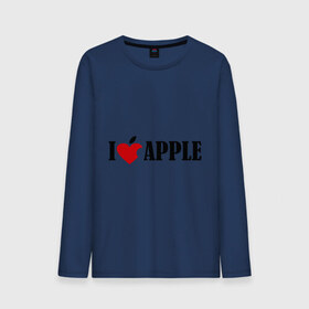 Мужской лонгслив хлопок с принтом love apple с листиком в Тюмени, 100% хлопок |  | джобс | комуникатор | телефон | яблоко