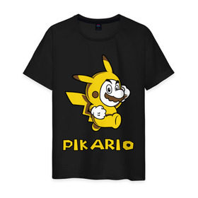 Мужская футболка хлопок с принтом Pikario в Тюмени, 100% хлопок | прямой крой, круглый вырез горловины, длина до линии бедер, слегка спущенное плечо. | марио