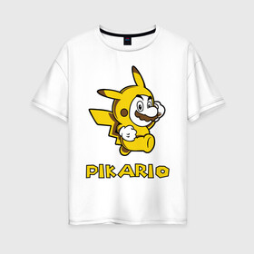 Женская футболка хлопок Oversize с принтом Pikario в Тюмени, 100% хлопок | свободный крой, круглый ворот, спущенный рукав, длина до линии бедер
 | марио