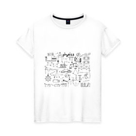Женская футболка хлопок с принтом Все силы(F) физики в Тюмени, 100% хлопок | прямой крой, круглый вырез горловины, длина до линии бедер, слегка спущенное плечо | для студентов | студенческие | физика | шпаргалка | шпаргалки | шпоры