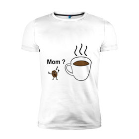 Мужская футболка премиум с принтом Кофе плачет в Тюмени, 92% хлопок, 8% лайкра | приталенный силуэт, круглый вырез ворота, длина до линии бедра, короткий рукав | другие | кофе | кофе плачет | плачет | прикольные картинки