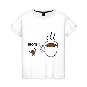 Женская футболка хлопок с принтом Кофе плачет в Тюмени, 100% хлопок | прямой крой, круглый вырез горловины, длина до линии бедер, слегка спущенное плечо | другие | кофе | кофе плачет | плачет | прикольные картинки
