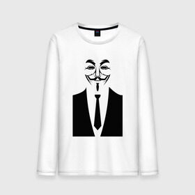 Мужской лонгслив хлопок с принтом Business Anonymous в Тюмени, 100% хлопок |  | Тематика изображения на принте: anonymous | business | business anonymous | vendetta