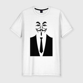Мужская футболка премиум с принтом Business Anonymous в Тюмени, 92% хлопок, 8% лайкра | приталенный силуэт, круглый вырез ворота, длина до линии бедра, короткий рукав | Тематика изображения на принте: anonymous | business | business anonymous | vendetta