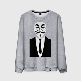 Мужской свитшот хлопок с принтом Business Anonymous в Тюмени, 100% хлопок |  | Тематика изображения на принте: anonymous | business | business anonymous | vendetta