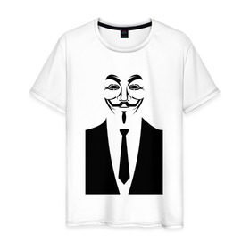Мужская футболка хлопок с принтом Business Anonymous в Тюмени, 100% хлопок | прямой крой, круглый вырез горловины, длина до линии бедер, слегка спущенное плечо. | anonymous | business | business anonymous | vendetta