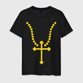 Мужская футболка хлопок с принтом Костюм священника в Тюмени, 100% хлопок | прямой крой, круглый вырез горловины, длина до линии бедер, слегка спущенное плечо. | halloween | helloween | костюм | светящиеся | священник | хеллоуин | хелоуин | хэлоуин