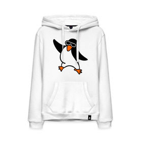 Мужская толстовка хлопок с принтом Пингвин танцует в Тюмени, френч-терри, мягкий теплый начес внутри (100% хлопок) | карман-кенгуру, эластичные манжеты и нижняя кромка, капюшон с подкладом и шнурком | пингвин
