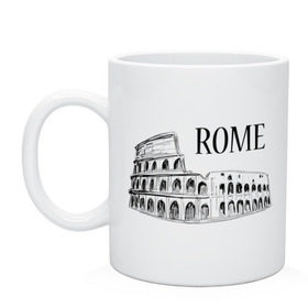 Кружка с принтом ROME (эскиз) в Тюмени, керамика | объем — 330 мл, диаметр — 80 мм. Принт наносится на бока кружки, можно сделать два разных изображения | италия | колизей | рим | туристам