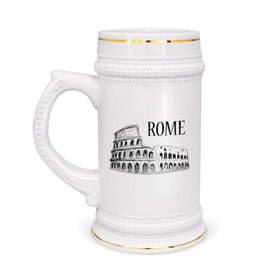 Кружка пивная с принтом ROME (эскиз) в Тюмени,  керамика (Материал выдерживает высокую температуру, стоит избегать резкого перепада температур) |  объем 630 мл | Тематика изображения на принте: италия | колизей | рим | туристам