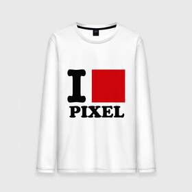 Мужской лонгслив хлопок с принтом i love pixel - я люблю пиксили в Тюмени, 100% хлопок |  | изображение | качество | квадратик | монитор | разрешение | экран | я люблю пиксели