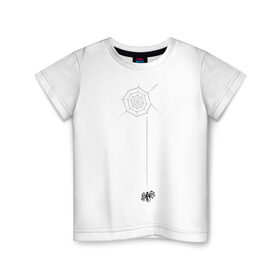 Детская футболка хлопок с принтом Паутина на груди в Тюмени, 100% хлопок | круглый вырез горловины, полуприлегающий силуэт, длина до линии бедер | животные | насекомое | паук | паутинка | паучок | прикольные картинки