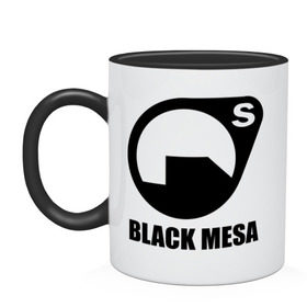Кружка двухцветная с принтом Black mesa Black logo в Тюмени, керамика | объем — 330 мл, диаметр — 80 мм. Цветная ручка и кайма сверху, в некоторых цветах — вся внутренняя часть | black mesa | игры | компьютерные игры