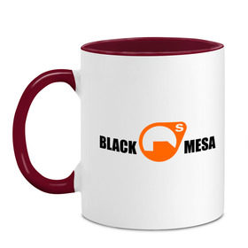 Кружка двухцветная с принтом Black mesa Main logo в Тюмени, керамика | объем — 330 мл, диаметр — 80 мм. Цветная ручка и кайма сверху, в некоторых цветах — вся внутренняя часть | black mesa | игры | компьютерные игры
