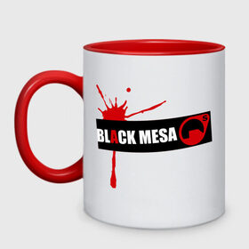 Кружка двухцветная с принтом Black mesa Blood в Тюмени, керамика | объем — 330 мл, диаметр — 80 мм. Цветная ручка и кайма сверху, в некоторых цветах — вся внутренняя часть | black mesa | игры | компьютерные игры