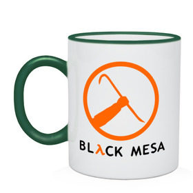 Кружка двухцветная с принтом Black mesa Orange logo в Тюмени, керамика | объем — 330 мл, диаметр — 80 мм. Цветная ручка и кайма сверху, в некоторых цветах — вся внутренняя часть | black mesa | игры | компьютерные игры