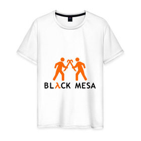 Мужская футболка хлопок с принтом Black mesa Orange men в Тюмени, 100% хлопок | прямой крой, круглый вырез горловины, длина до линии бедер, слегка спущенное плечо. | Тематика изображения на принте: black mesa | игры | компьютерные игры