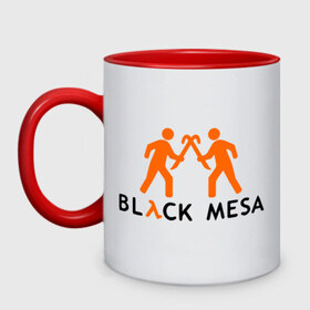 Кружка двухцветная с принтом Black mesa Orange men в Тюмени, керамика | объем — 330 мл, диаметр — 80 мм. Цветная ручка и кайма сверху, в некоторых цветах — вся внутренняя часть | black mesa | игры | компьютерные игры