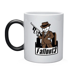 Кружка хамелеон с принтом Fallout Man with gun в Тюмени, керамика | меняет цвет при нагревании, емкость 330 мл | fallout | логотип | постапокалиптические | фаллаут | фоллаут