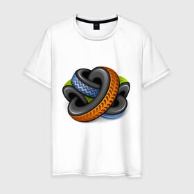 Мужская футболка хлопок с принтом Цветной логотип в Тюмени, 100% хлопок | прямой крой, круглый вырез горловины, длина до линии бедер, слегка спущенное плечо. | auto | авто | клуб автолюбителей | логотип автокадабра | машины | тачки
