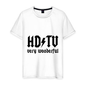 Мужская футболка хлопок с принтом HD TV - Very Wonderful в Тюмени, 100% хлопок | прямой крой, круглый вырез горловины, длина до линии бедер, слегка спущенное плечо. | acdc | антибренд | высокое разрешение | изображение | музыка | пиксели | телевидение | хорошее качество