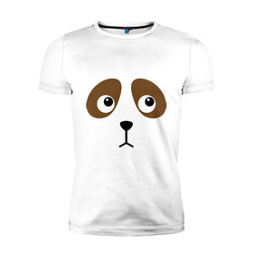 Мужская футболка премиум с принтом Грустная собачка в Тюмени, 92% хлопок, 8% лайкра | приталенный силуэт, круглый вырез ворота, длина до линии бедра, короткий рукав | грустная собачка | животные | картинки | собака