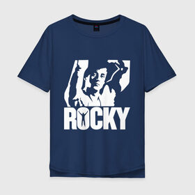 Мужская футболка хлопок Oversize с принтом Рокки Бальбоа (Rocky) в Тюмени, 100% хлопок | свободный крой, круглый ворот, “спинка” длиннее передней части | rocky | рокки | рокки бальбоа