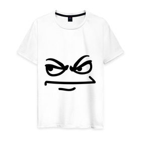 Мужская футболка хлопок с принтом Серьезное лицо в Тюмени, 100% хлопок | прямой крой, круглый вырез горловины, длина до линии бедер, слегка спущенное плечо. | smile | смайл | смайлик