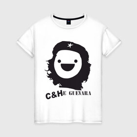 Женская футболка хлопок с принтом C&He Guevara в Тюмени, 100% хлопок | прямой крой, круглый вырез горловины, длина до линии бедер, слегка спущенное плечо | 