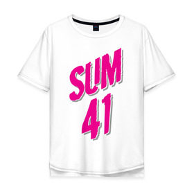 Мужская футболка хлопок Oversize с принтом Sum 41 logo в Тюмени, 100% хлопок | свободный крой, круглый ворот, “спинка” длиннее передней части | Тематика изображения на принте: sum 41 | музыка | панк рок | рок | сам 41