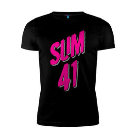 Мужская футболка премиум с принтом Sum 41 logo в Тюмени, 92% хлопок, 8% лайкра | приталенный силуэт, круглый вырез ворота, длина до линии бедра, короткий рукав | sum 41 | музыка | панк рок | рок | сам 41