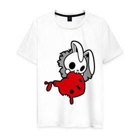 Мужская футболка хлопок с принтом Злой зайчик в Тюмени, 100% хлопок | прямой крой, круглый вырез горловины, длина до линии бедер, слегка спущенное плечо. | животные | зайка | злой зайчик | прикольные картинки | сердце
