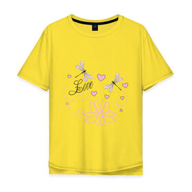 Мужская футболка хлопок Oversize с принтом Стрекоза в Тюмени, 100% хлопок | свободный крой, круглый ворот, “спинка” длиннее передней части | Тематика изображения на принте: девушкам | красивые рисунки | срекоза | узоры