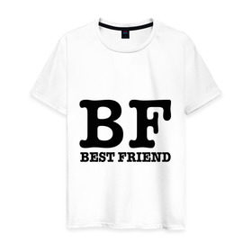 Мужская футболка хлопок с принтом Лучший друг в Тюмени, 100% хлопок | прямой крой, круглый вырез горловины, длина до линии бедер, слегка спущенное плечо. | best friend | bf | лучший друг | подарок подруге