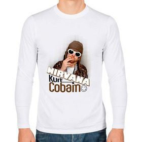 Мужской лонгслив хлопок с принтом Kurt Cobain в очках в Тюмени, 100% хлопок |  | Тематика изображения на принте: kurt cobain | kurt cobain в очках | nirvana | музыка | нирвана