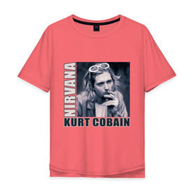 Мужская футболка хлопок Oversize с принтом Nirvana- Kurt Cobain в Тюмени, 100% хлопок | свободный крой, круглый ворот, “спинка” длиннее передней части | kurt cobain | nirvana | группы | курт кобейн | музыка | музыкальные группы. курт | нирвана