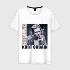Мужская футболка хлопок с принтом Nirvana- Kurt Cobain в Тюмени, 100% хлопок | прямой крой, круглый вырез горловины, длина до линии бедер, слегка спущенное плечо. | kurt cobain | nirvana | группы | курт кобейн | музыка | музыкальные группы. курт | нирвана