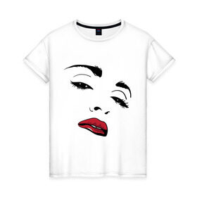 Женская футболка хлопок с принтом Мадонна в Тюмени, 100% хлопок | прямой крой, круглый вырез горловины, длина до линии бедер, слегка спущенное плечо | madona | madonna | лицо | мадона | мадонна | музыка | певица | портрет