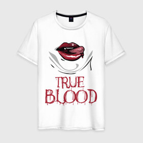 Мужская футболка хлопок с принтом true blood в Тюмени, 100% хлопок | прямой крой, круглый вырез горловины, длина до линии бедер, слегка спущенное плечо. | true blood | вампиры | настоящая кровь | сериалы | тв сериалы