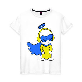 Женская футболка хлопок с принтом Armin angel в Тюмени, 100% хлопок | прямой крой, круглый вырез горловины, длина до линии бедер, слегка спущенное плечо | a state of trance | armin | armin van buuren | asot | армин